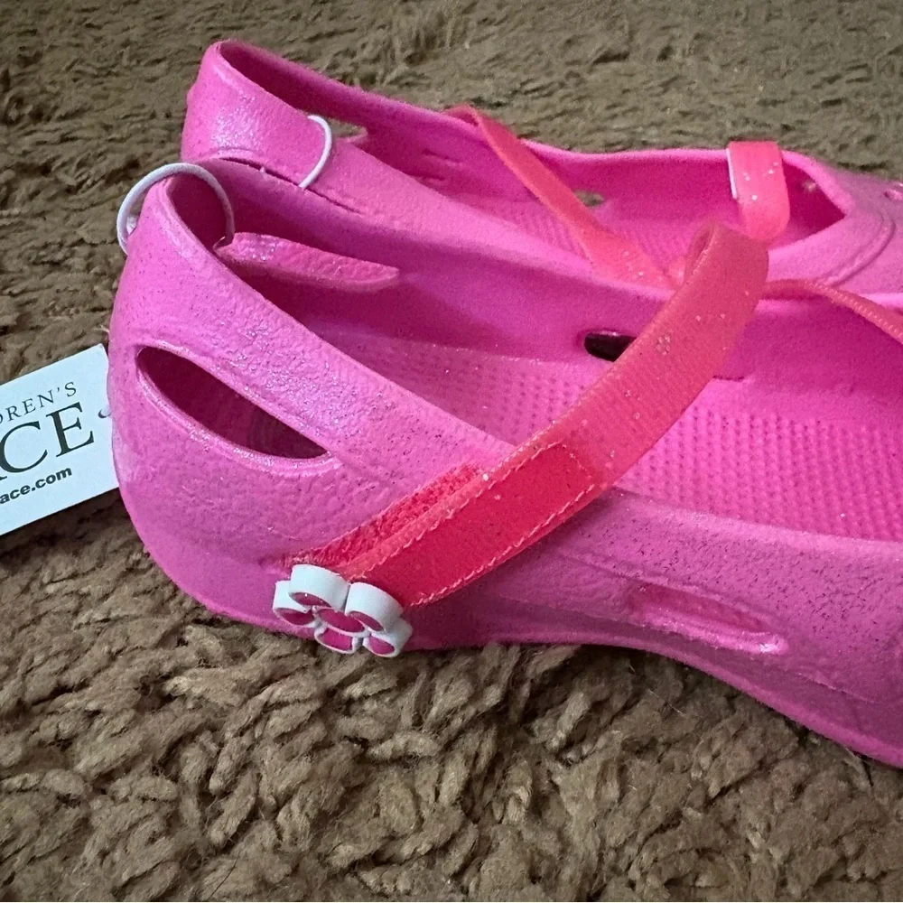Children’s Place Shoes Youth 2 Aster Glitter Mary Jane Strap Flats NEW Pink